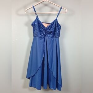 Balero Dancewear Blue Layered Sequin Dress Womans Medium